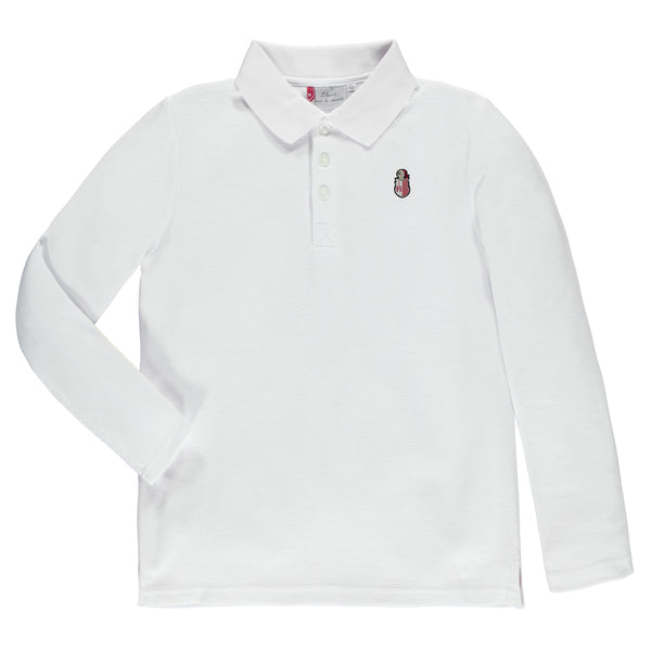 Polo manches longues en coton gris foncé avec coupe droite et col boutonné