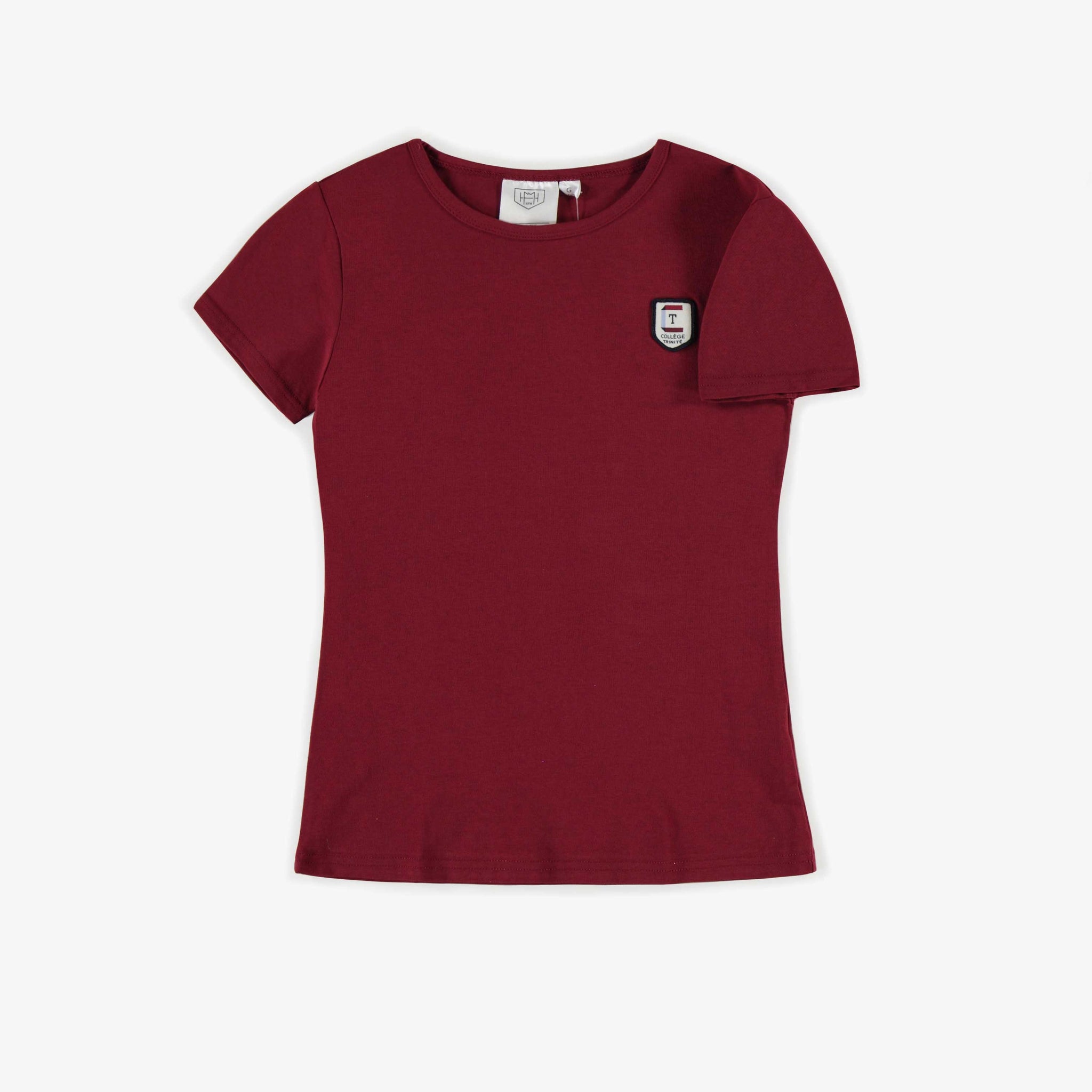 Children's semi-fitted short-sleeved T-shirt Dark red